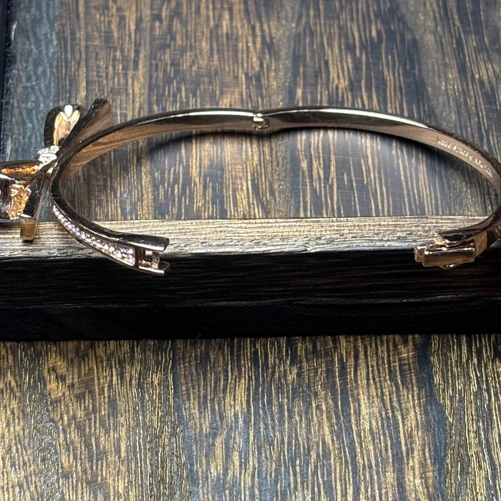Kate Spade Rose Gold Bow Crystal Bangle Bracelet - Picture 7 of 9
